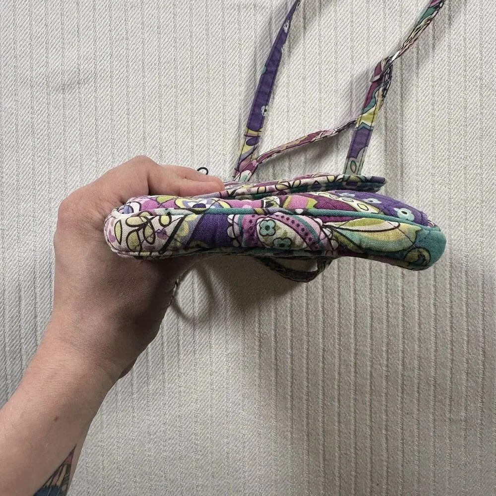 Vera Bradley Purple Floral Paisley Small Hipster Crossbody Purse~Snap/Zip